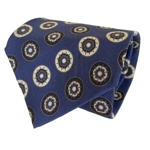 Vintage Lanvin Navy Blue Foulard Silk Tie - Made in Italy